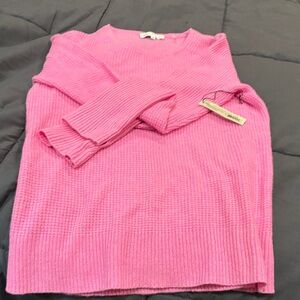 Pink Waffle Knit Cashmere Sweater